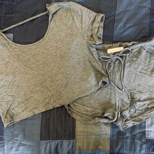 🚫SOLD🚫Grey Crop Top & Shorts Pajama Set